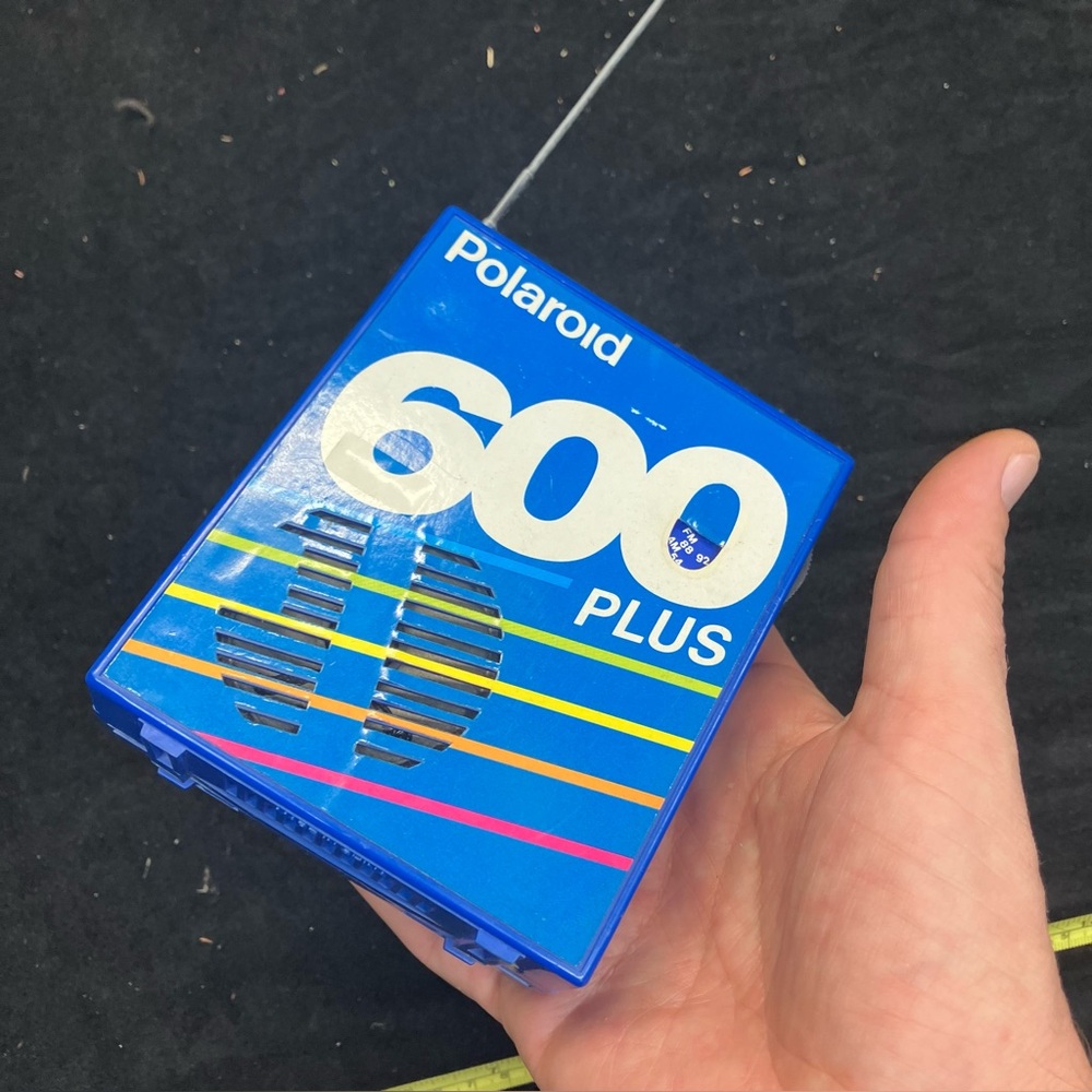 Polaroid 600 Plus Blue Box with Yellow Stripes radio